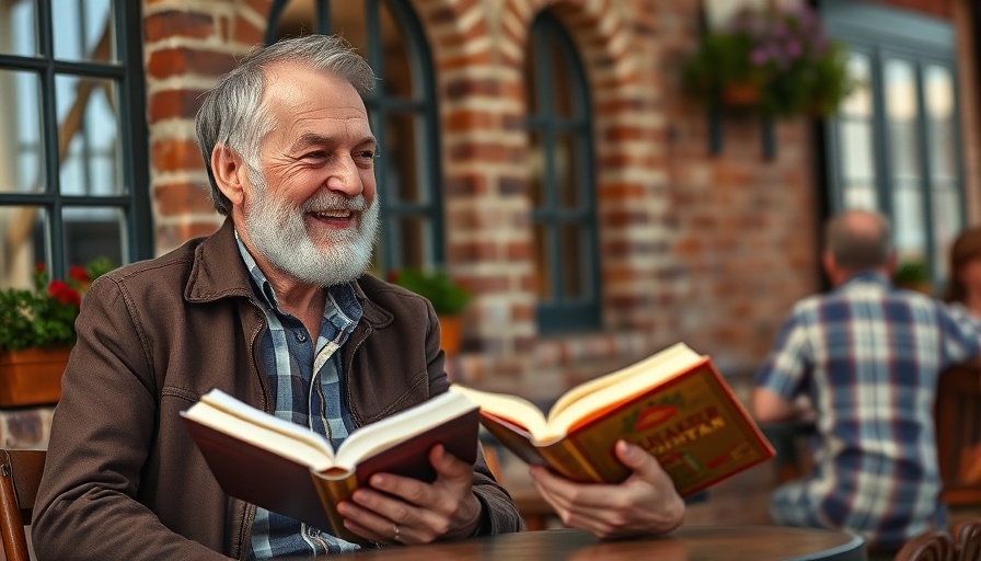 Older man discussing money-saving strategies in a café.