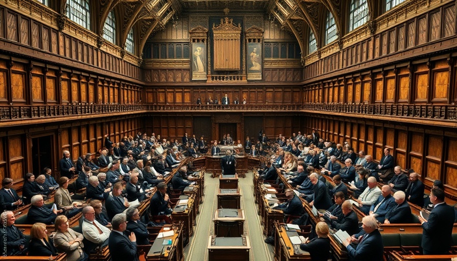 UK Parliament debating Renters Rights Bill, diverse assembly, historic setting.