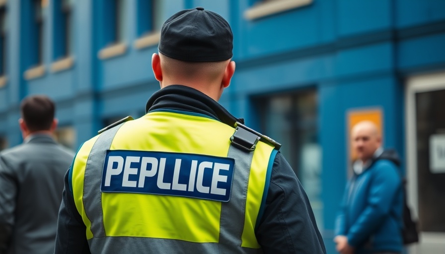Police officer in urban setting related to illegal tobacco Dumfries news.