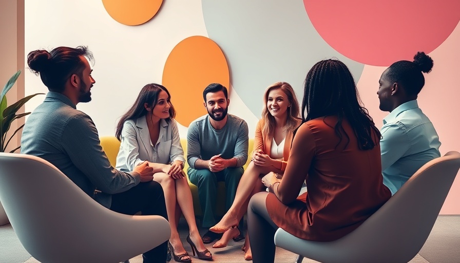 AI in therapy: diverse group in a modern therapy session