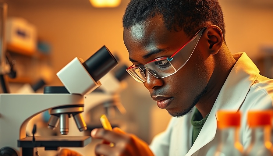 Young Ugandan lab technician using microscope, USAID impact.