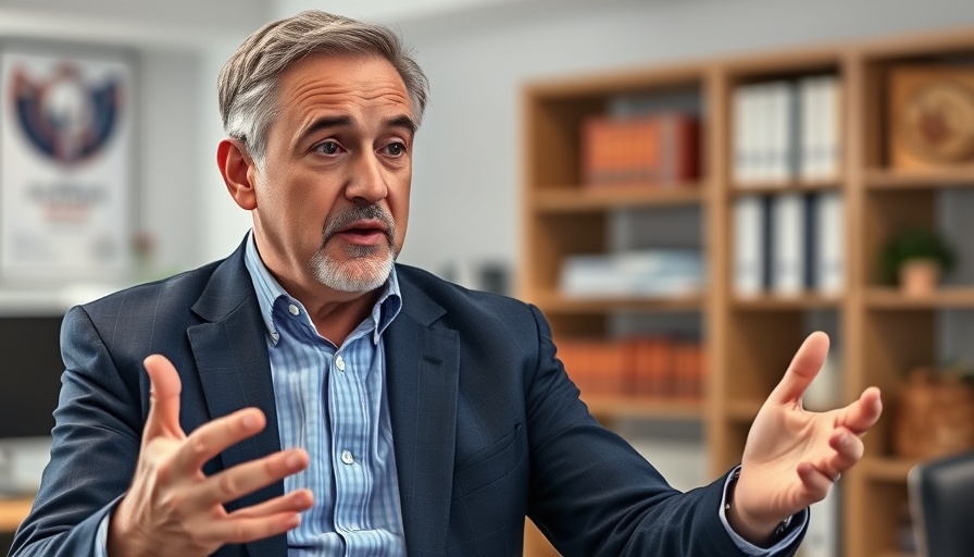 Middle-aged man discussing pricing mistakes in office setting.