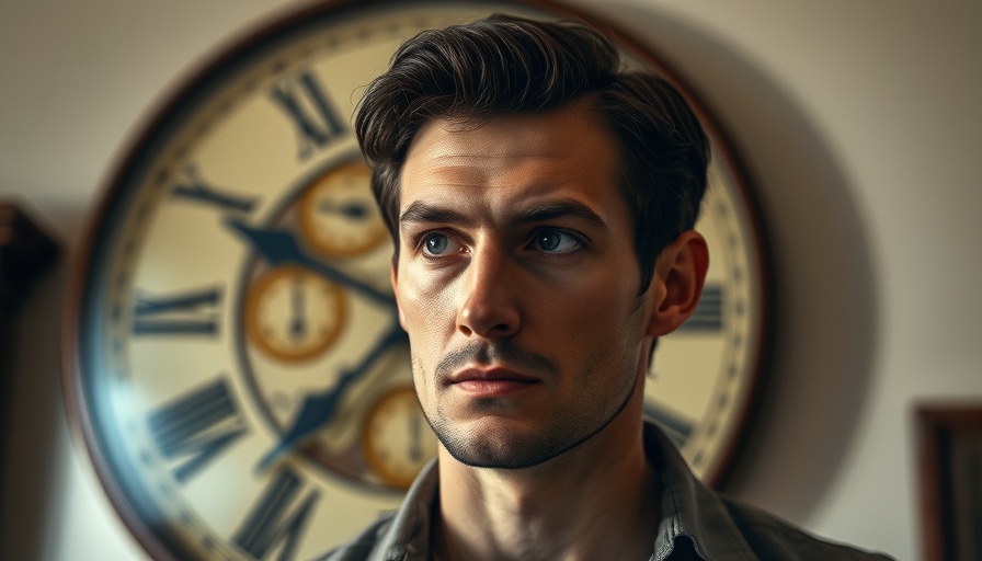 Man deep in thought, blurred clock background, Oracle stock impact on AI.