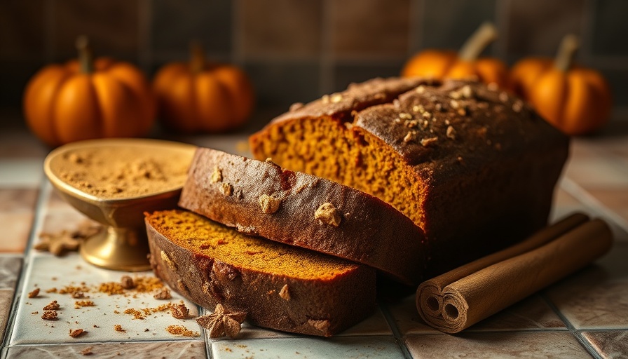 Sliced gluten-free pumpkin bread with cinnamon and pumpkin.