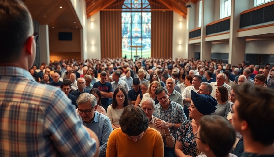 Congregation attending systematic Bible teaching in modern church.