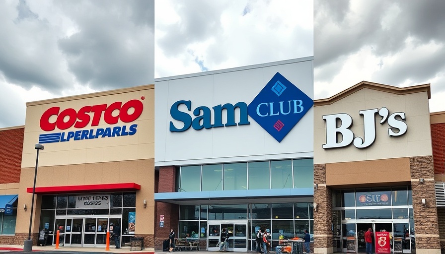 Collage of Costco, Sam's Club, BJ's storefronts highlighting growth.