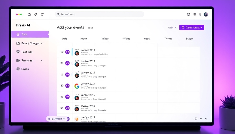 AI-powered calendar interface with event scheduling options