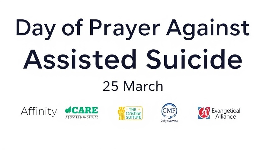 Minimalist graphic for Day of Prayer Against Assisted Suicide, promoting community prayer events.