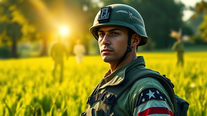 A soldier in a vibrant field, embodying spiritual growth and resilience.