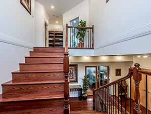 Staircase leading to upper floor Kamloops waterfront property