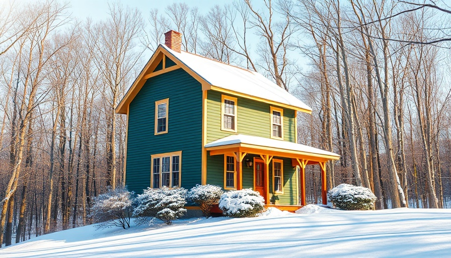 Winter house in Michigan surrounded by snow and trees, ideal window styles.
