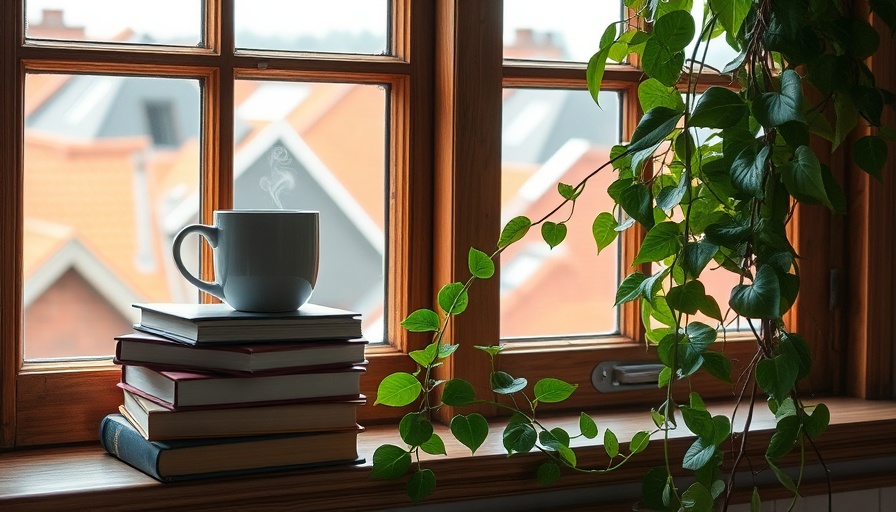 Cozy window scene with books, tea, and plant, showcasing different types of window materials.