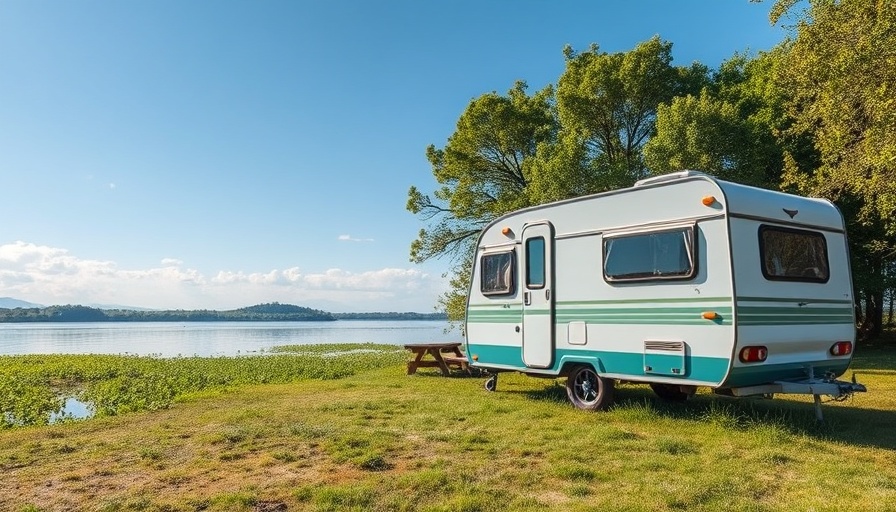 Serene caravan by the lake ensuring safety and security