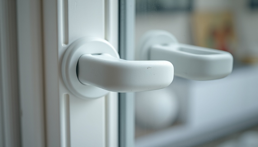 Close-up of a window handle on a double glazed window.