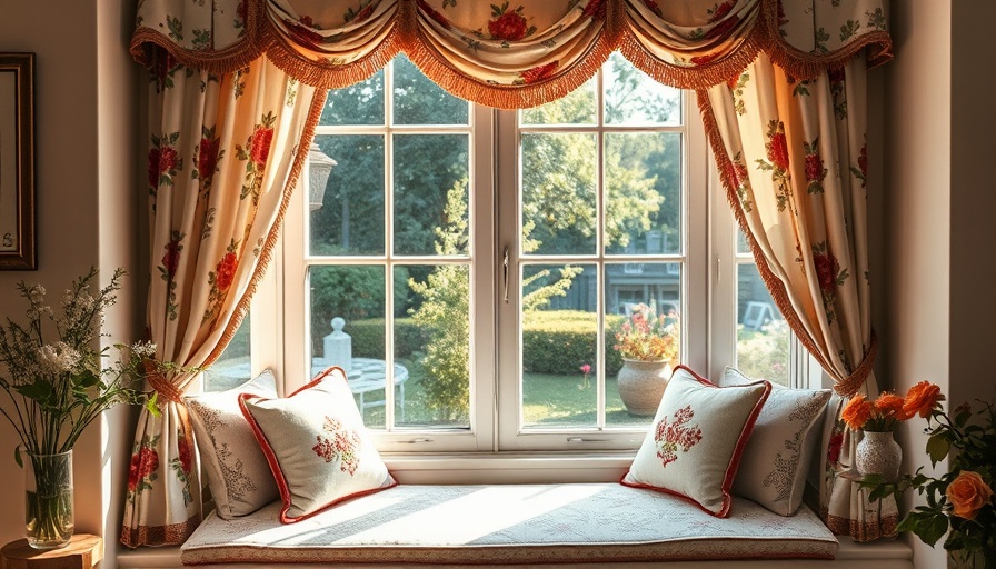 Cozy window seat viewing lush garden, draught proofing windows.