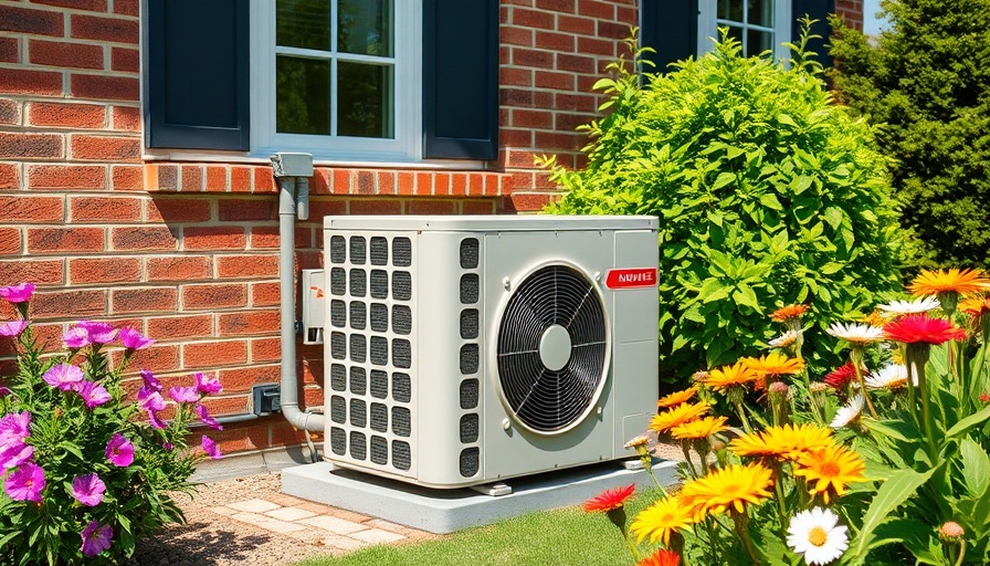 Modern heat pump beside brick house for Arizona homeowners.