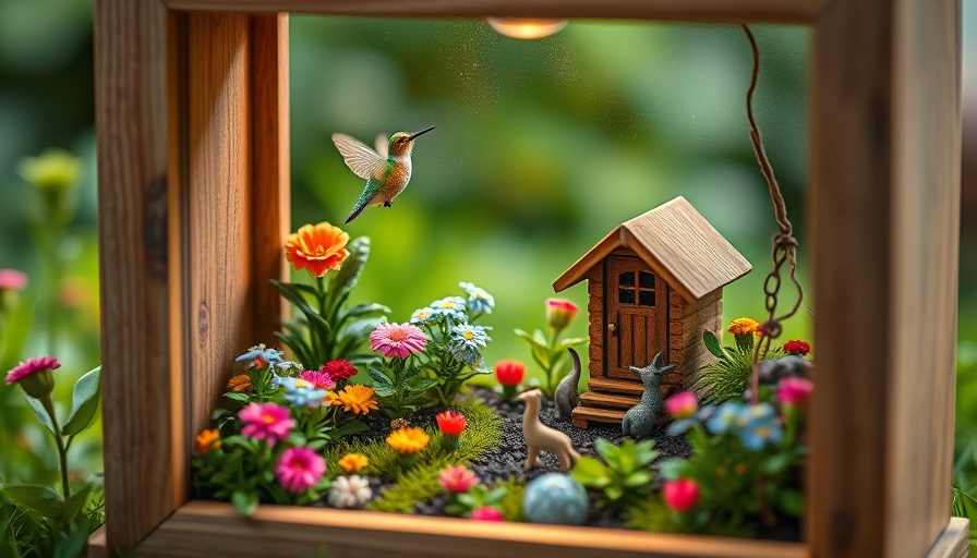 DIY garden shadow box with flowers and figurines
