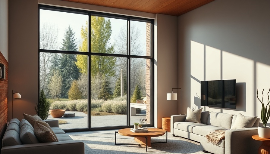 Modern living room showcasing window safety features for families.