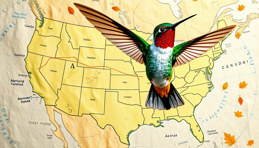 Fall Hummingbird Migration map with detailed migration path.