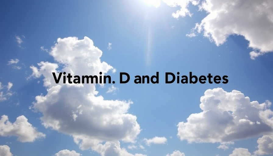 Bright sky with text overlay on Vitamin D and diabetes management.