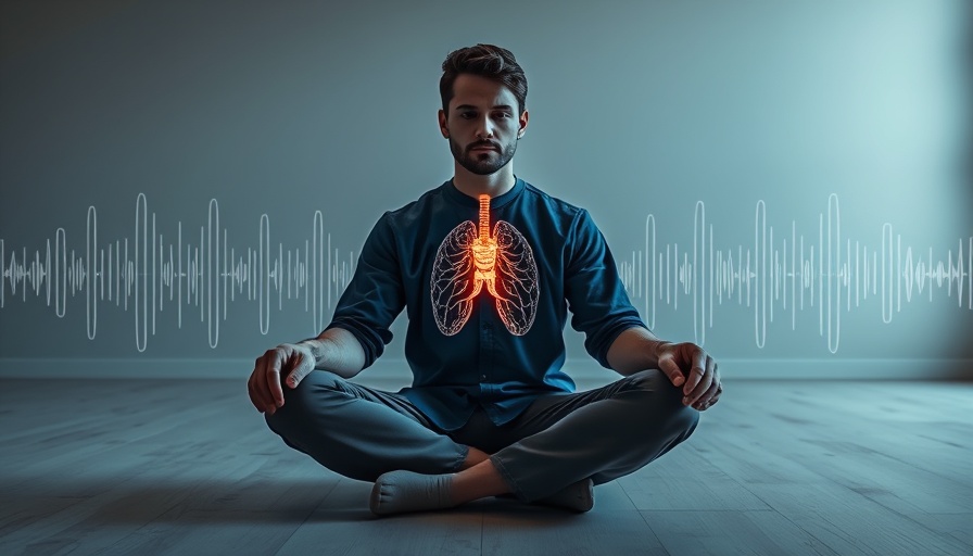 Person showing illuminated adrenal glands with soundwave in background.
