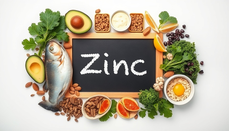 Assorted zinc-rich foods highlighting benefits of zinc.