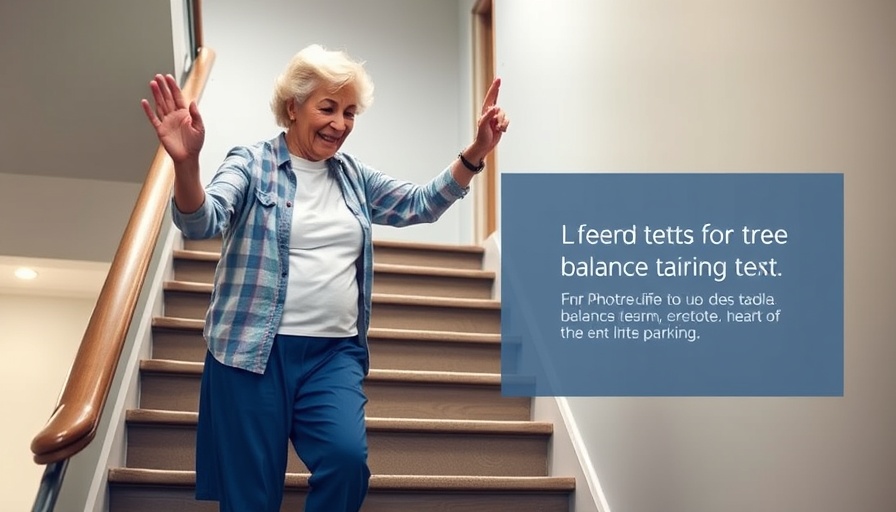 Senior woman safely exercising on stairs indoors, showcasing proper form.