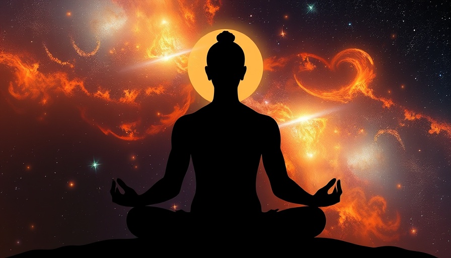 Meditative figure surrounded by cosmic energy, 741 Hz remove toxins.