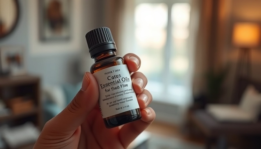 Hand holding frankincense essential oil bottle, soft indoor lighting.