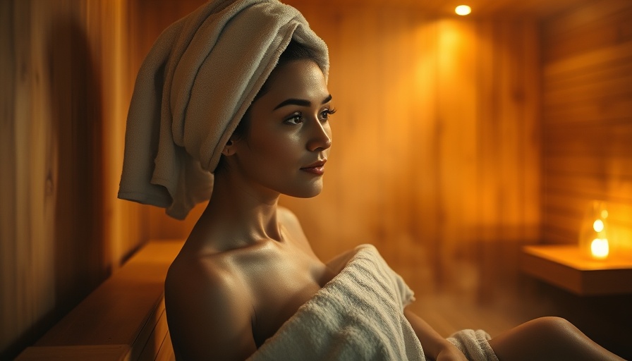 Serene woman in a sauna showcasing the health benefits of saunas.