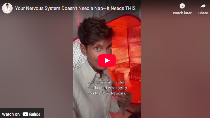 Person in infrared sauna discussing detoxification with infrared therapy.