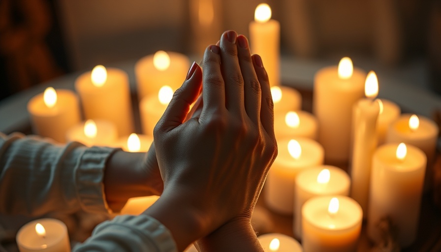 Hands lighting candles in a tranquil setting, wipes out negative energy.