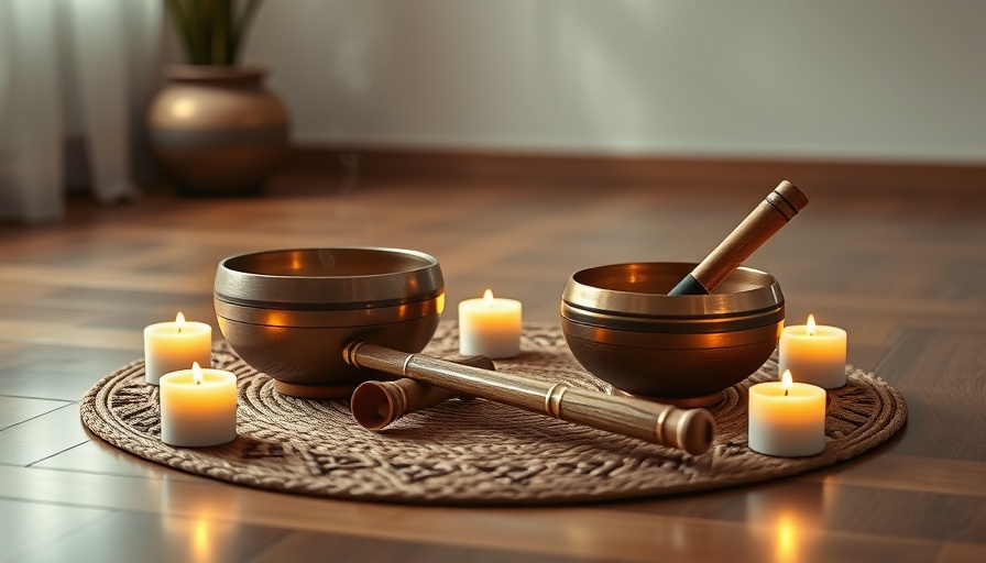 Healing Power of Indian Flute and Tibetan Bowls with candles and incense.