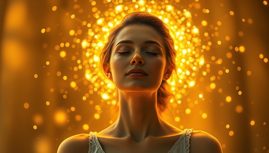 Peaceful woman meditating in glowing light, attracting positivity with 777Hz.