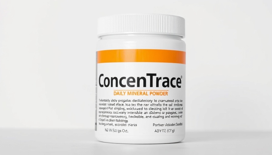 ConcenTrace Daily Mineral Powder container close-up, white background.
