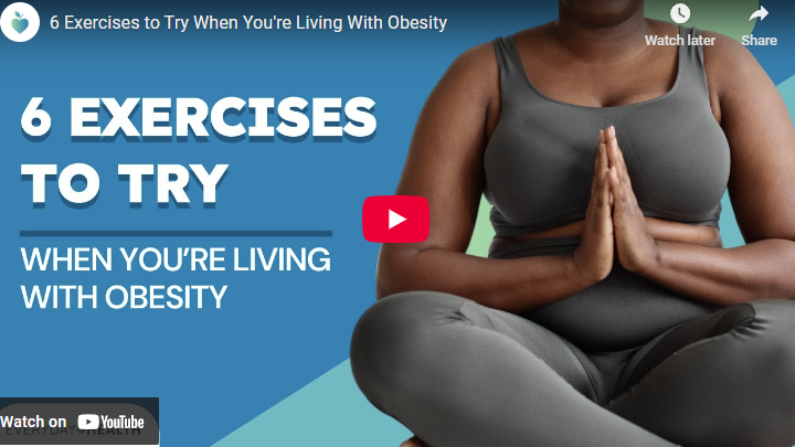 Exercises for living with obesity: woman meditating calmly.