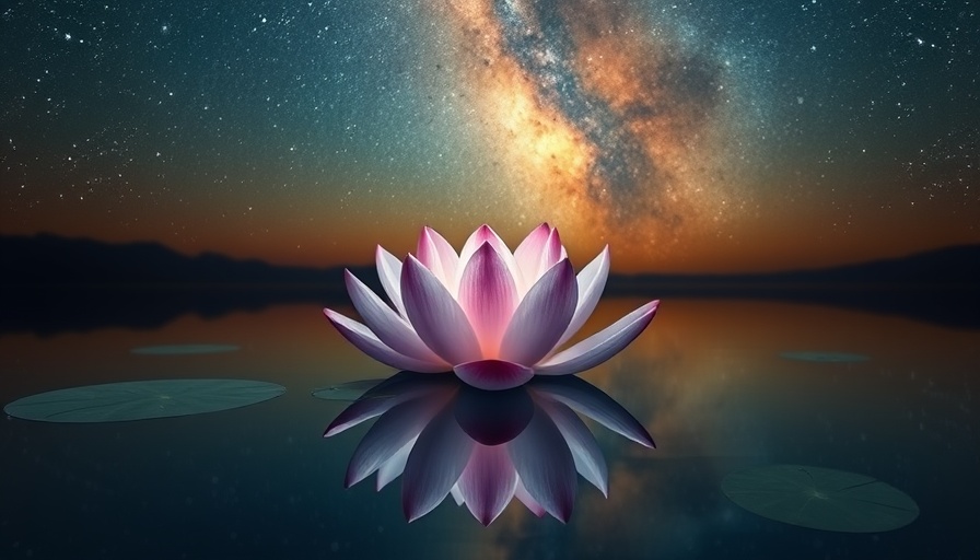 Lotus under starry sky for bamboo flute music meditation.