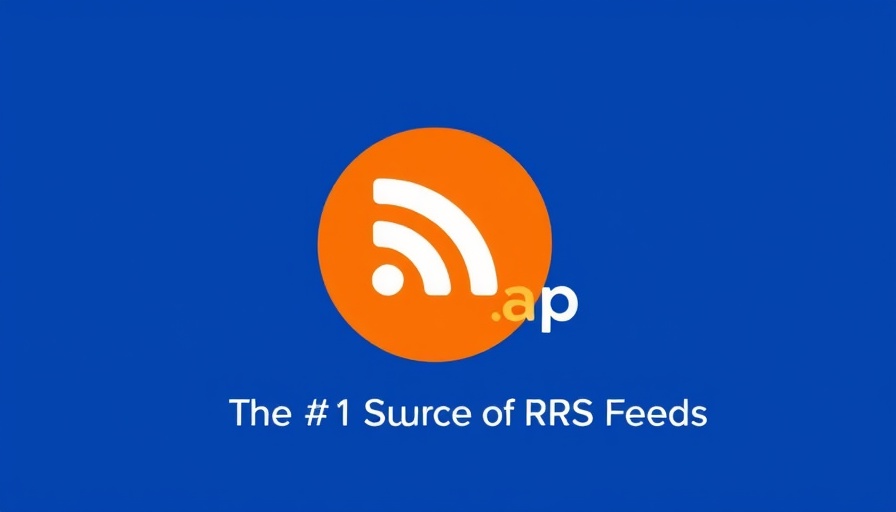RSS.app logo and tagline on blue background.