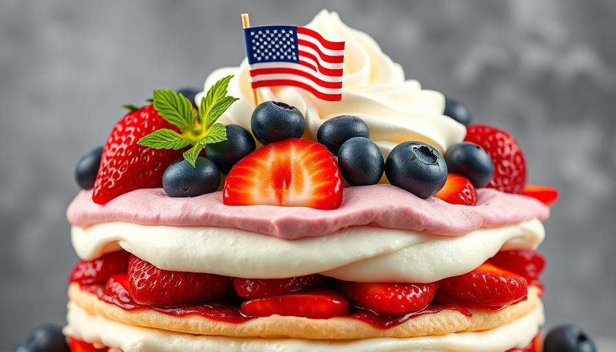 Patriotic Berry Trifle Recipe with strawberries and blueberries in a glass.