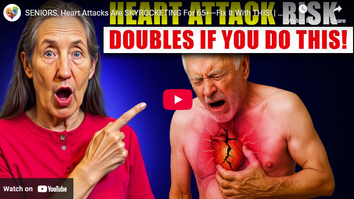 Heart health after 65: concerned older woman, man clutching chest.