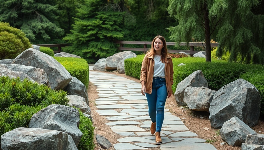 Woman walking through a garden, a serene moment representing tallow skincare alternatives.
