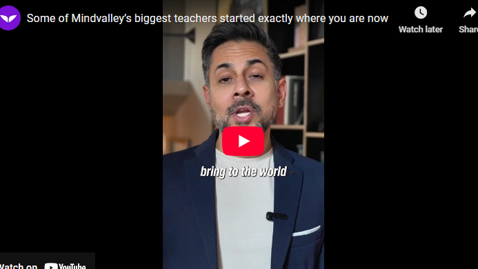 Mindvalley's teachers started just like you - man speaking in modern library.