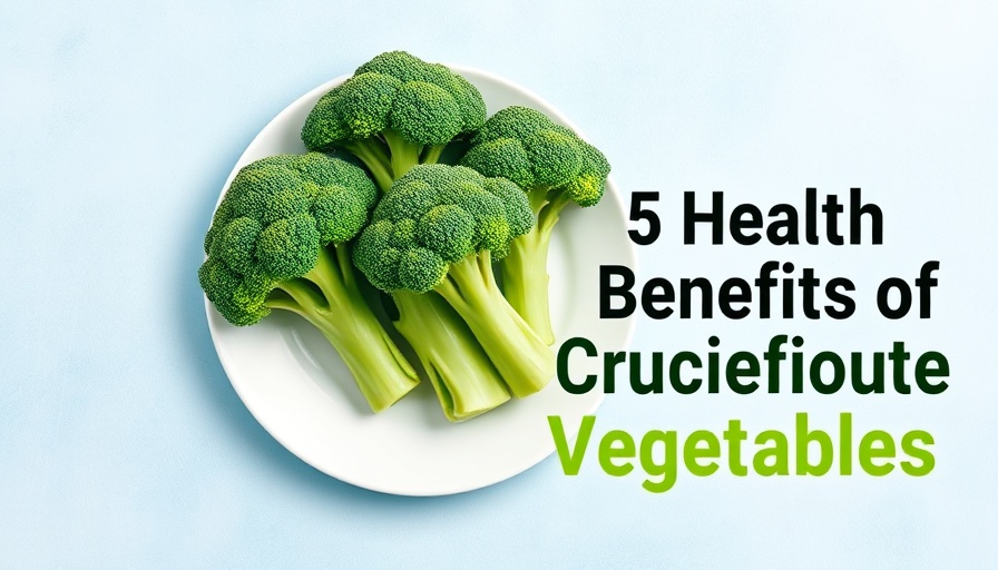 Health benefits of cruciferous vegetables illustration with broccoli.