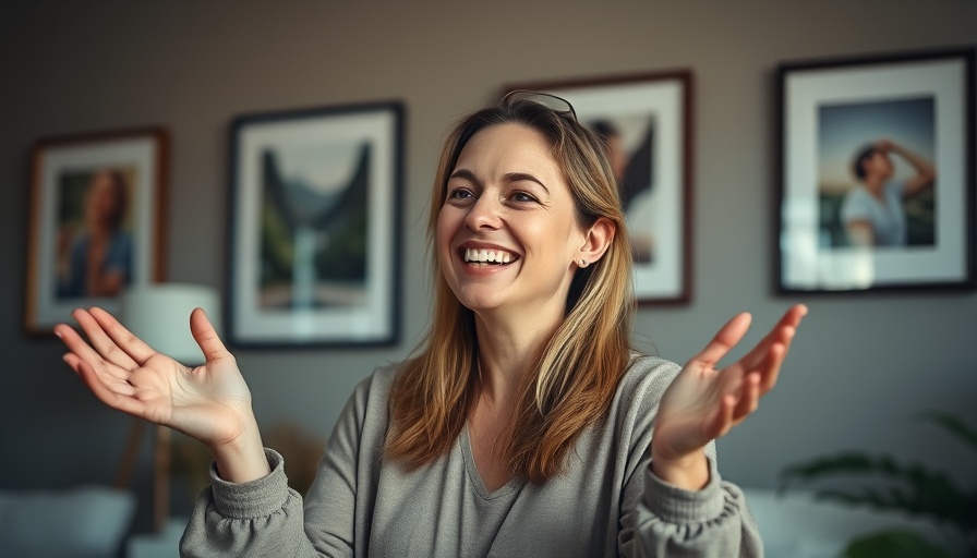 Woman explaining natural anti-aging solutions in a lively discussion