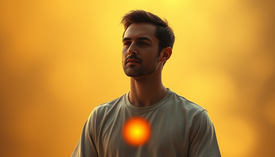 Man meditating with gallbladder energy focus in a calm, golden environment.