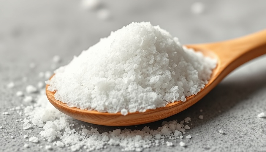 Macro shot of erythritol granules on a wooden spoon.