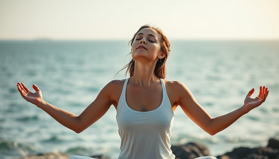 Yoga Music meditation by the sea in serene setting.