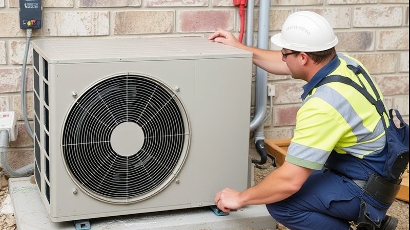 Expert HVAC repair technician fixing an air conditioning unit.