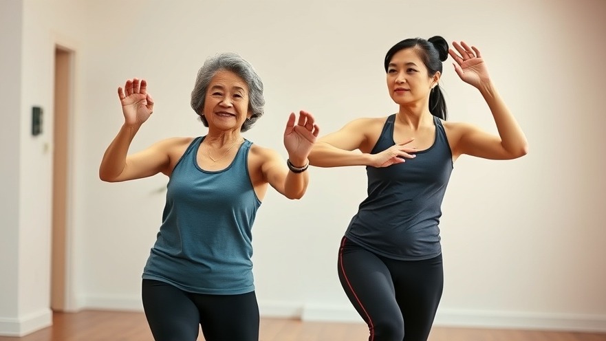 Affordable workouts: seniors mother and daughter ready for Bruno Mars dance cardio indoors.