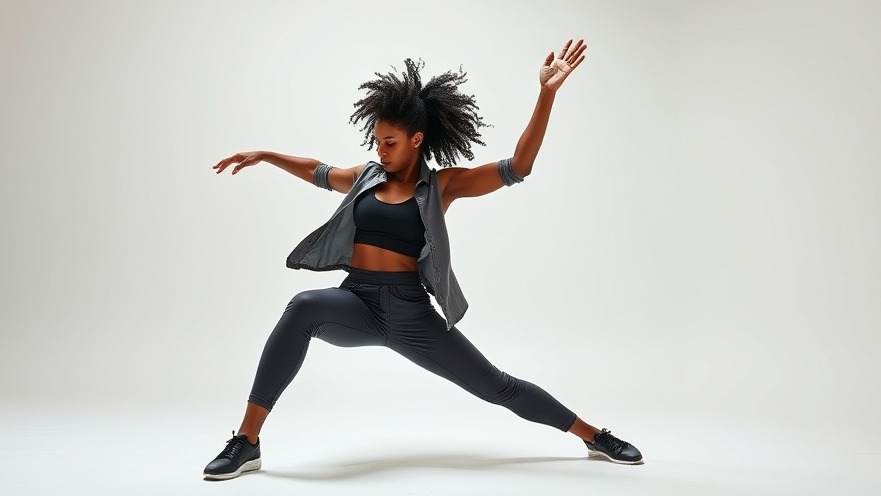Energetic Black woman dancing in a minimalistic studio, promoting a healthy lifestyle.
